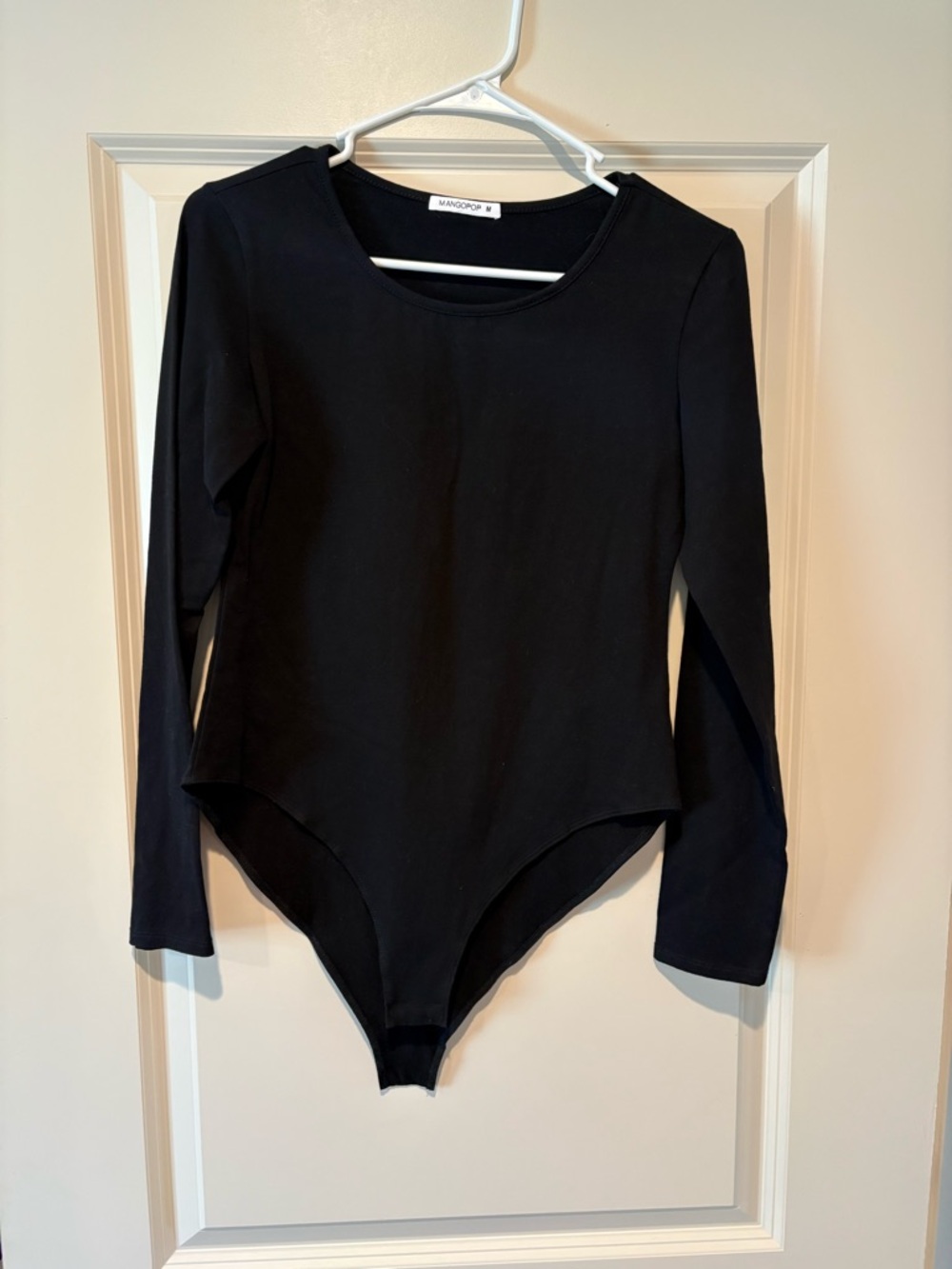 Mango Black Long-Sleeve Scoop-Neck Bodysuit